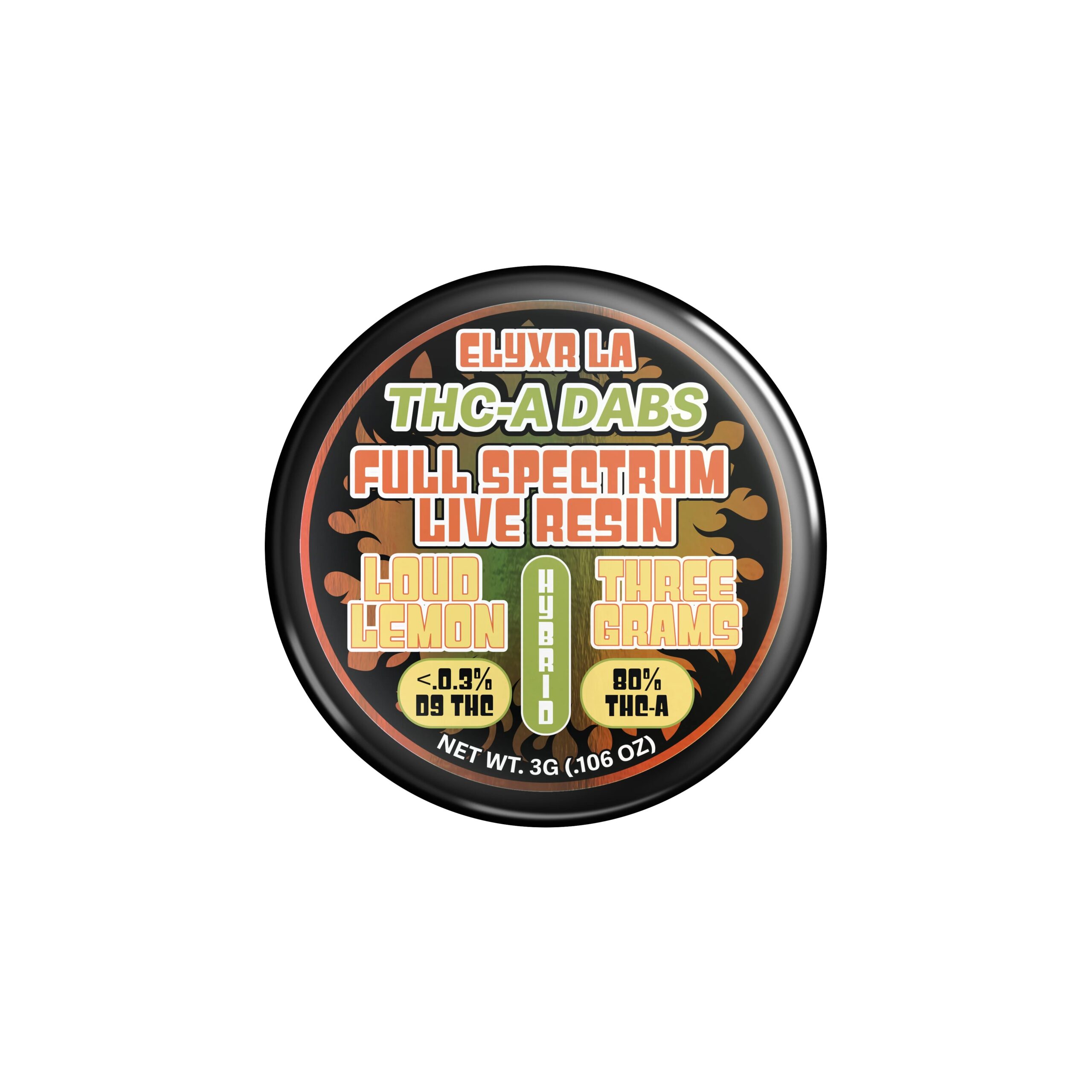 THC-A Dabs Full Spectrum Live Resin Loud Lemon Hybrid - 3g