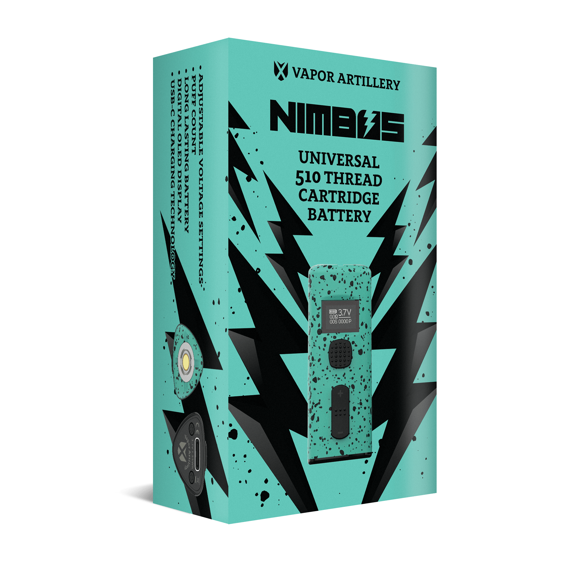 Buy Vapor Artillery Nimbus Cartridge Battery - 210 Thread - Teal Black Color
