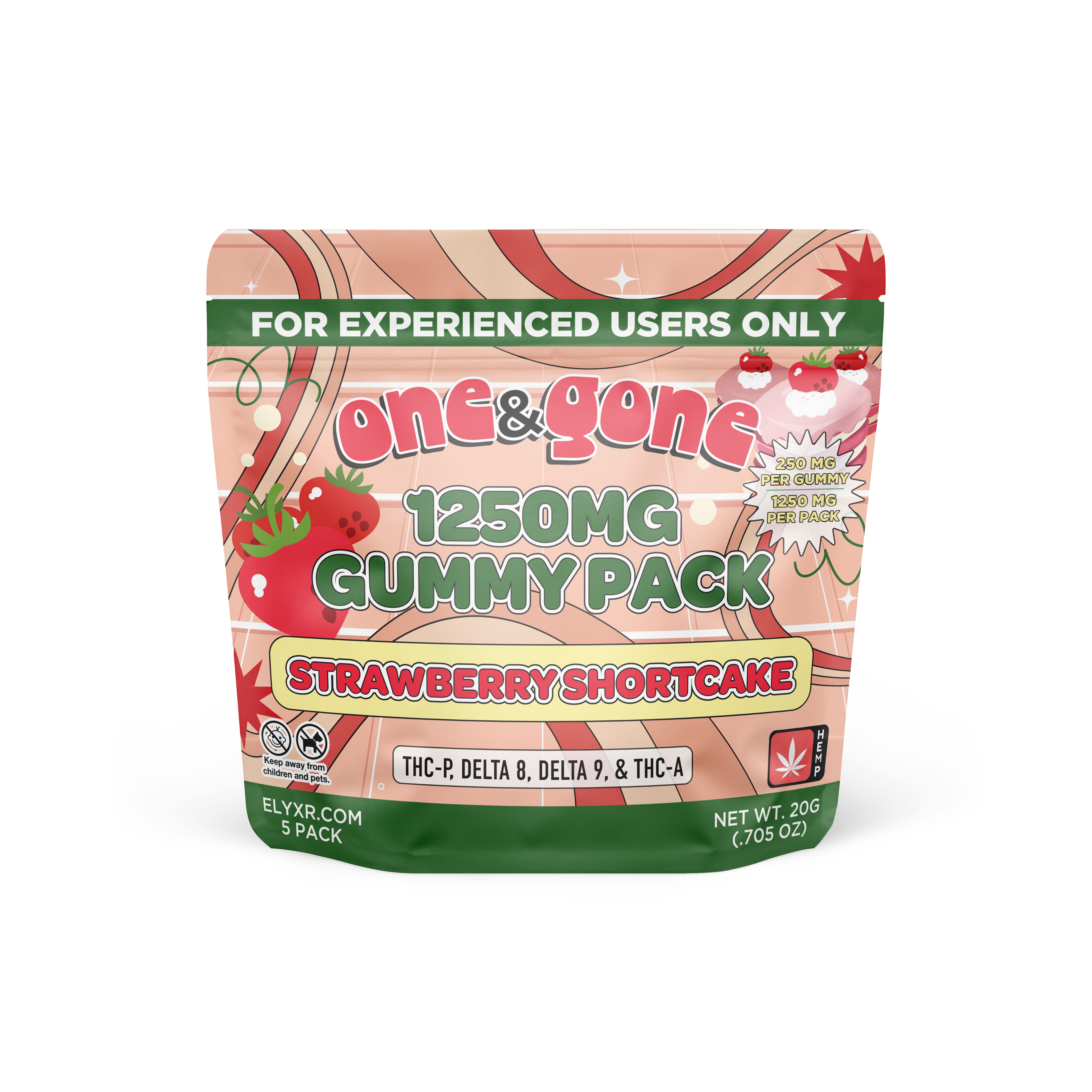 Buy One & Gone Gummies (THC-P, Delta 8, Delta 9, & THC-A) 1250mg - Strawberry Shortcake