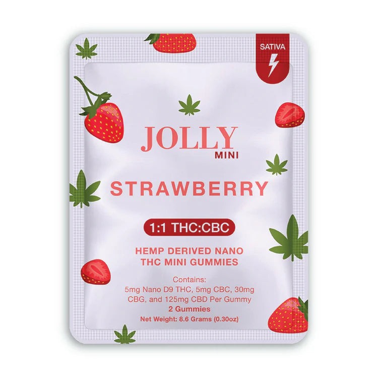 Buy Jolly Mini 1:25 D9 Gummies - Strawberry - Hemp Derived Nano THC Mini Gummies
