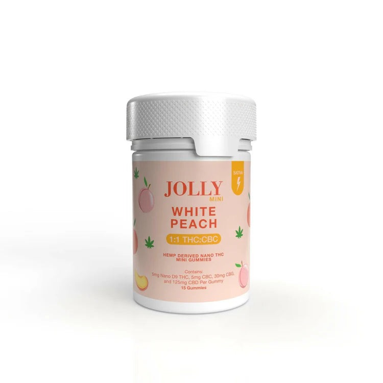 Buy Jolly Mini 1:25 D9 Gummies - White Peach - Hemp Derived Nano THC Mini Gummies