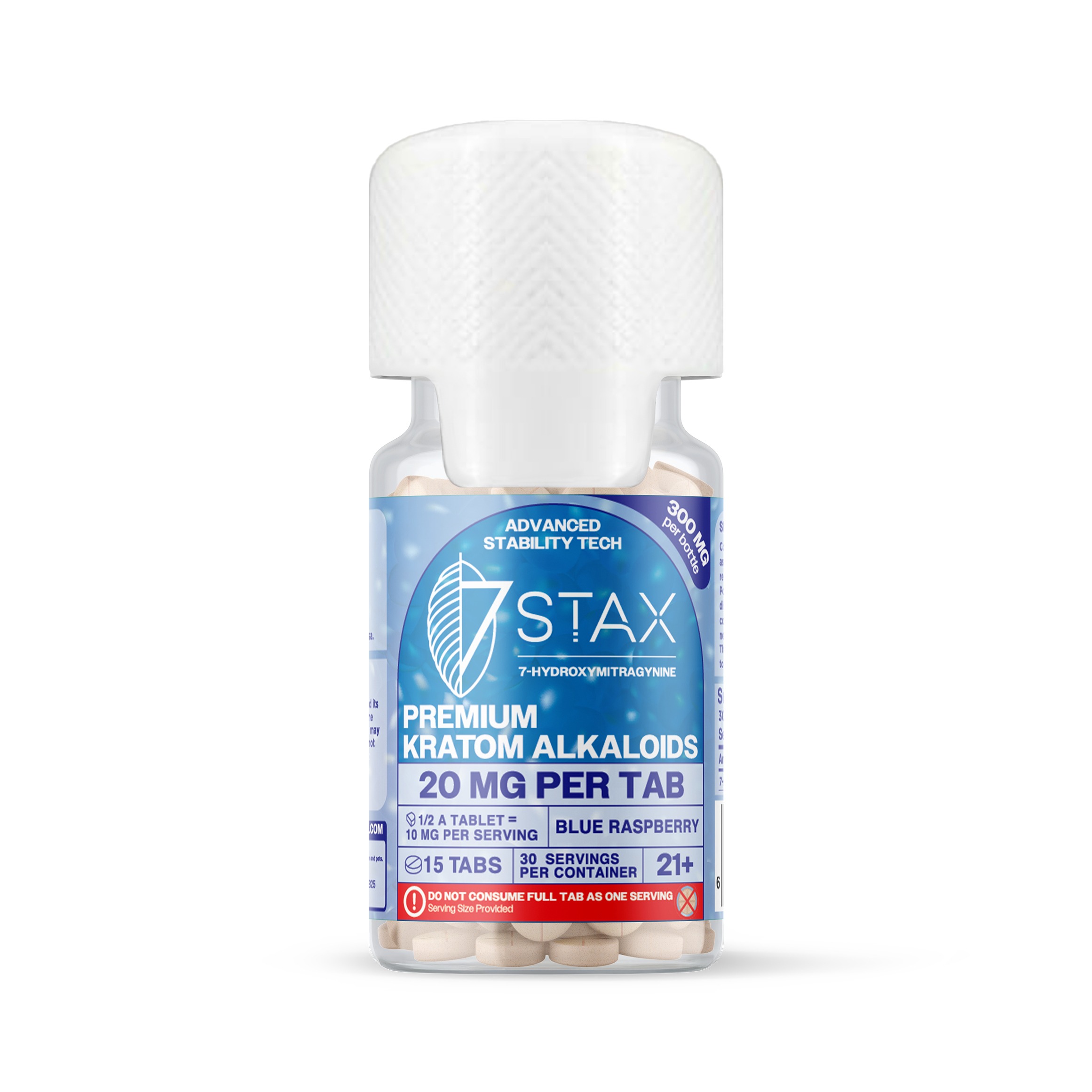 7Stax Premium 7-OH Kratom Alkaloid Tablets (300mg - 15 Count) - Blue Raspberry