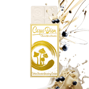 Carpe Diem Mushroom Chocolate Bar - White Chocolate Blueberry Crumble
