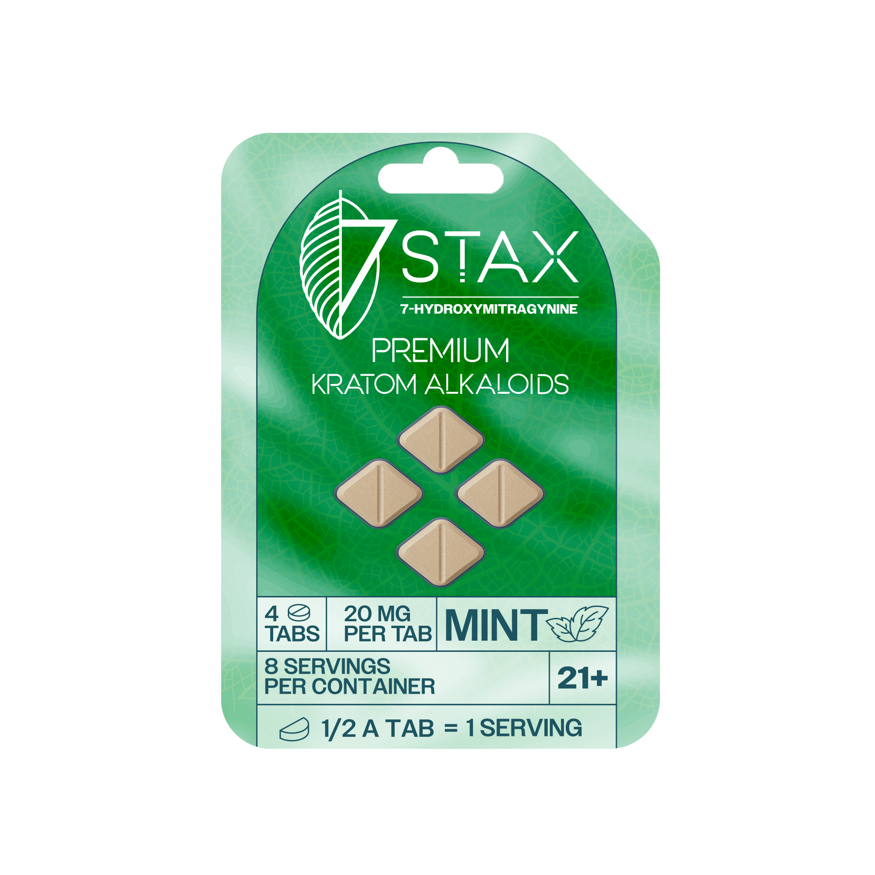 7Stax Premium 7-OH Kratom Alkaloid Tablets (80mg - 4 Count) - Mint Flavor