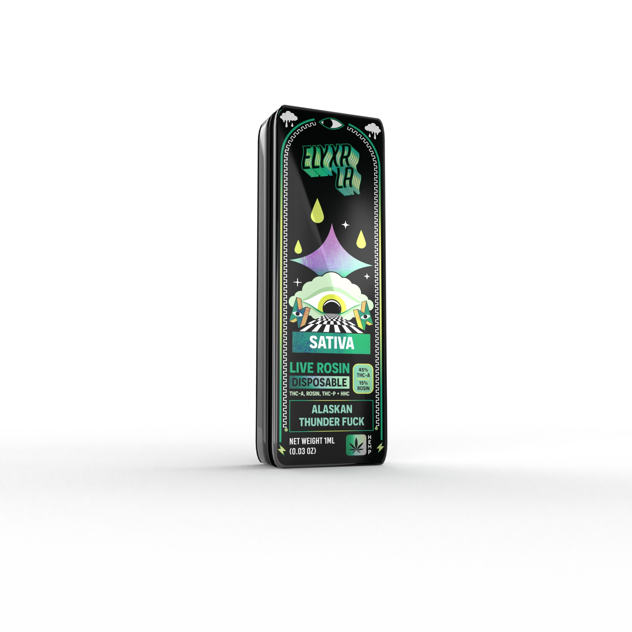Live Rosin THC-A & THC-P Disposable (1000mg) - Sativa ~ Alaskan Thunder Fuck - ELYXR LA