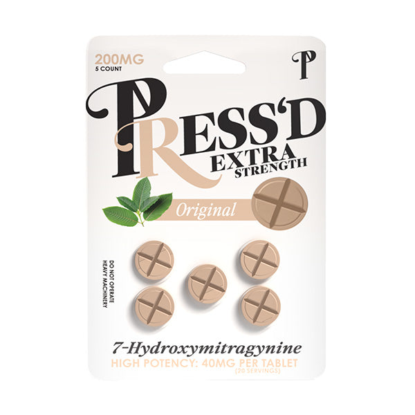 Press'd Extra Strength 7-Hydroxy Tablets, 200mg, 5ct, Original flavor