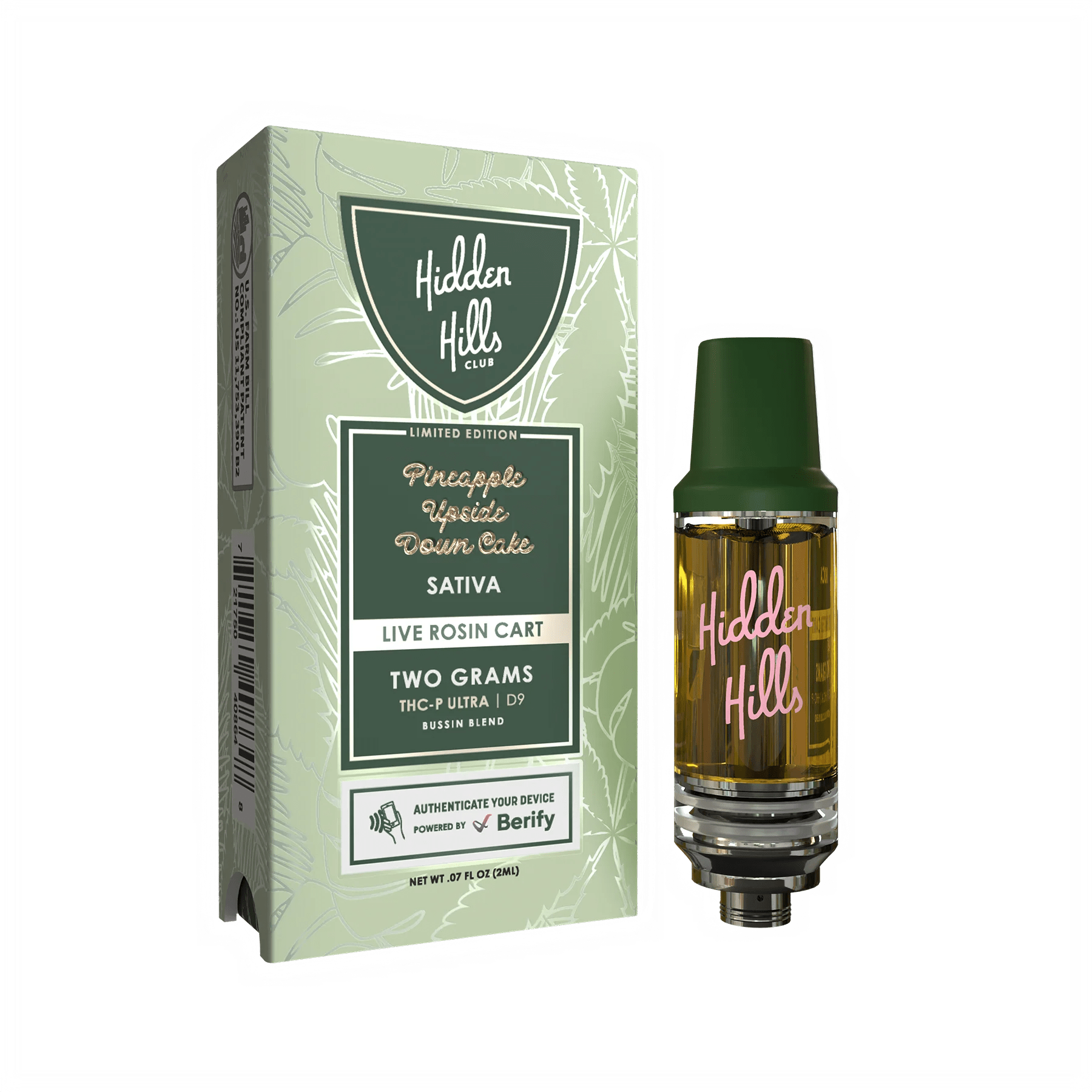 Hidden Hills Bussin Blend Cartridge (2000mg) - THC-P Ultra and D9 - Pineapple Upside Down Cake