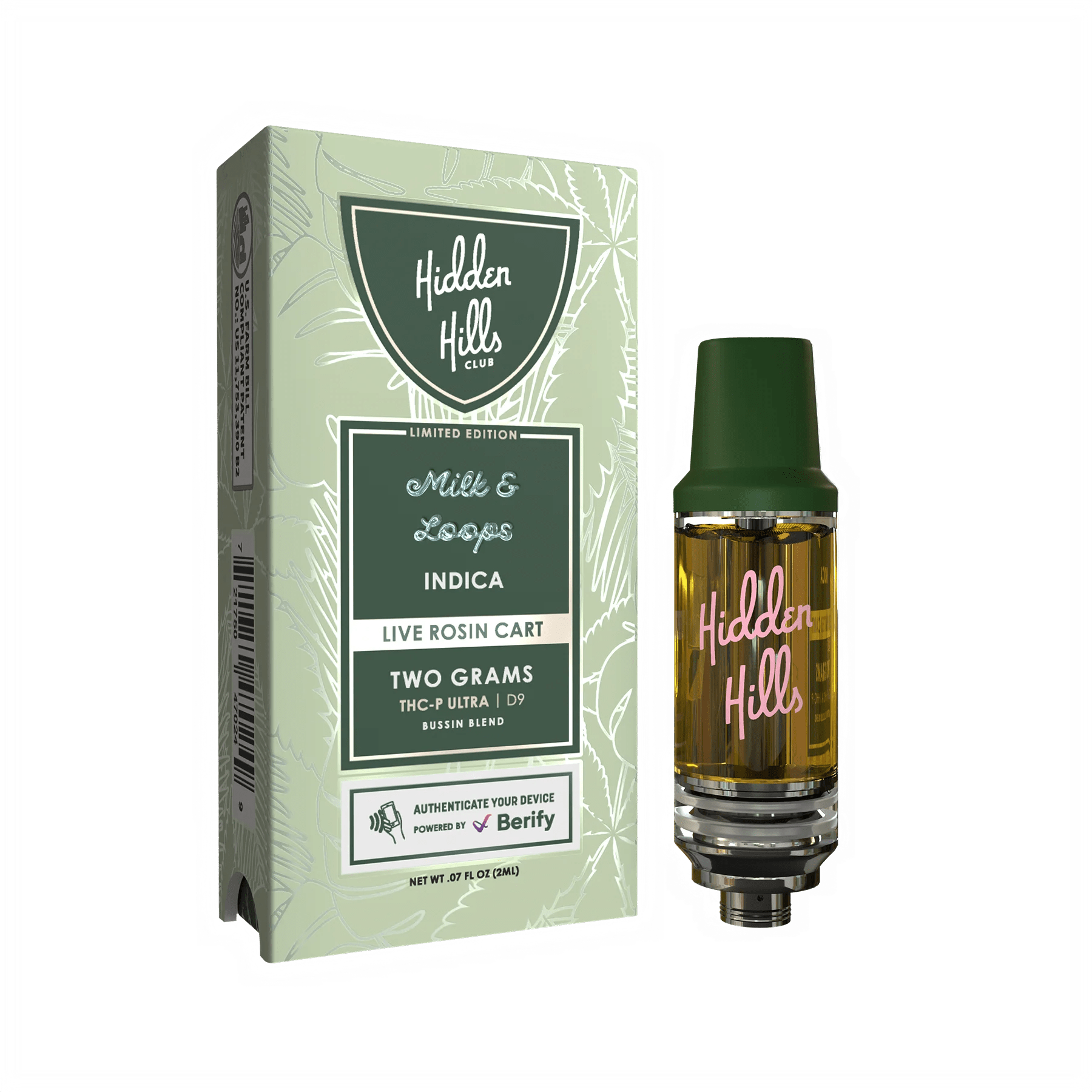Hidden Hills Bussin Blend Cartridge (2000mg) - THC-P Ultra and D9 - Milk and Loops