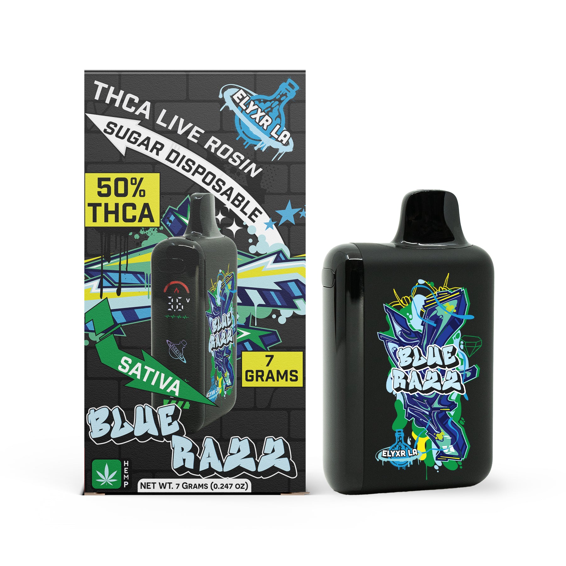 THC-A Live Rosin Sugar Disposable (7000mg) - Sativa - Blue Razz