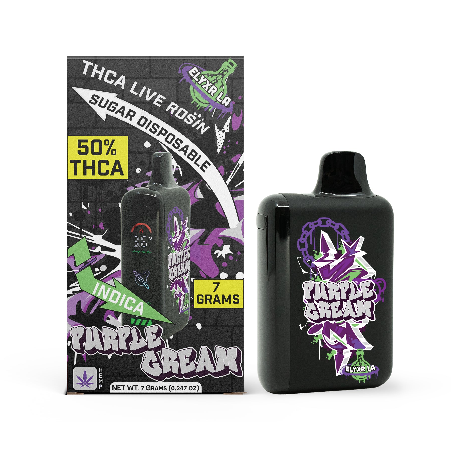 THC-A Live Rosin Sugar Disposable (7000mg) - Indica - Purple Cream