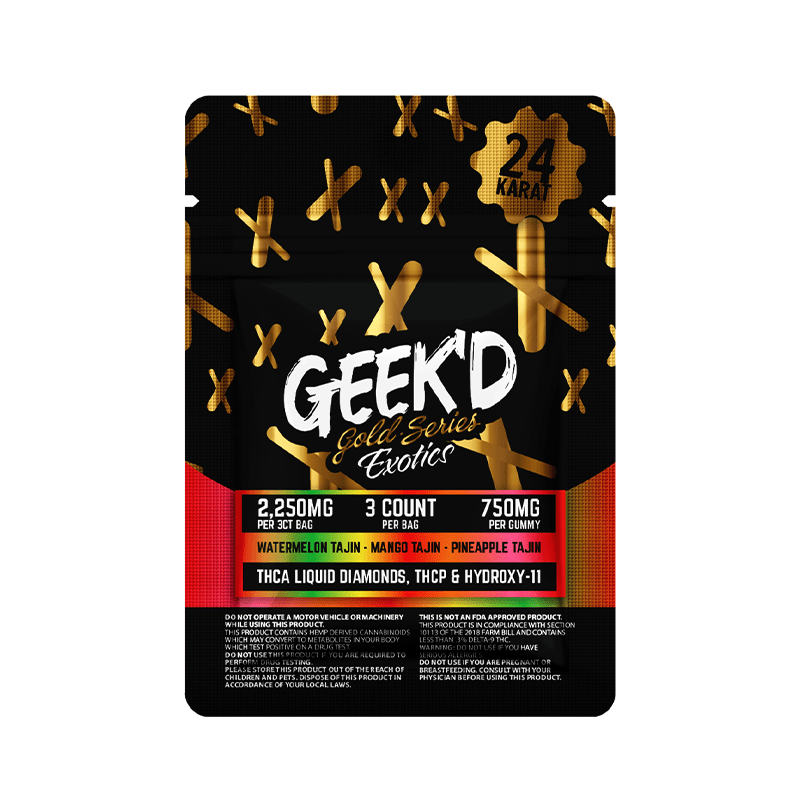 GEEK'D 24K Gold Series Exotic Gummy Sampler (2250mg) - 3Ct Assorted Pack